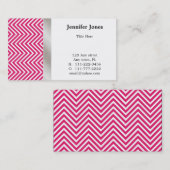 ピンク、白い、および銀製のシェブロンの名刺 名刺 (正面/裏面)