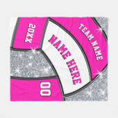 ピンク、白い、銀製のバレーボールのフリースブランケット フリースブランケット (正面(横))