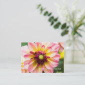 ピンク、白く及び黄色のダリア 名刺 (スタンド正面)