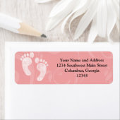 ピンク/白のベビー足跡 ラベル (インサイチュ)