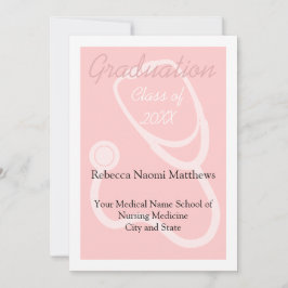 ピンク/白の女性の健康卒業発表 招待状