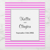 ピンク/白の枠ストライプ付き ワインラベル (シングルラベル)