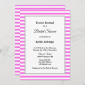 ピンク/白ストライプブライダルシャワー 招待状 (正面/裏面)