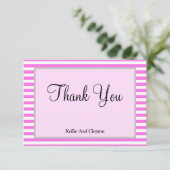 ピンク/白ストライプ枠サンキューカード (スタンド正面)