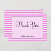 ピンク/白ストライプ枠サンキューカード (正面/裏面)