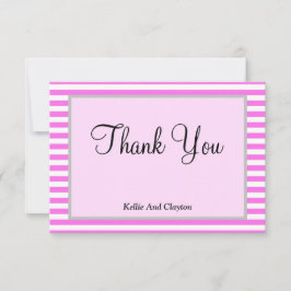ピンク/白ストライプ枠サンキューカード