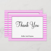 ピンク/白ストライプ枠サンキューカード (正面/裏面)