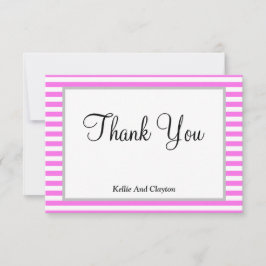 ピンク/白ストライプ枠サンキューカード