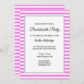 ピンク/白ストライプ枠バチェロレッテ 招待状 (正面/裏面)