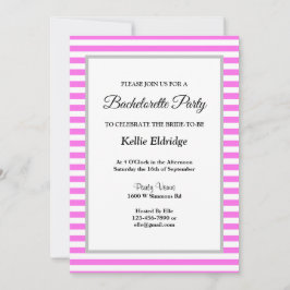 ピンク/白ストライプ枠バチェロレッテ 招待状