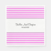 ピンク/白ストライプ色結婚のナプキン スタンダードランチョンナプキン (正面)