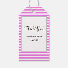 ピンク/白ストライプ色 ギフトタグ