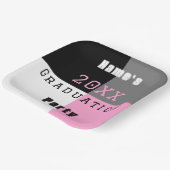 ピンク・白黒カスタム卒業パーティーpa ペーパープレート (傾斜あり)