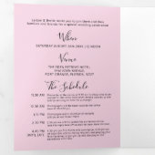 ピンク、白黒結婚リトルハートのオールインワン 三つ折り招待状 (内部最初)