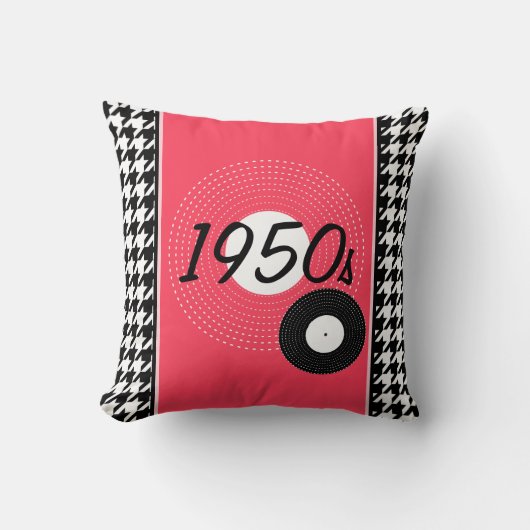 ピンク、白黒1950年代テーマ発表 クッション (正面)