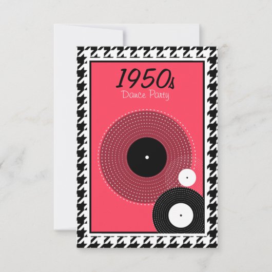 ピンク、白黒1950年代テーマ 出欠カード (正面)