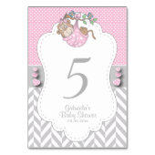 ピンク、白、グレーのサル – テーブル番号 (裏面)