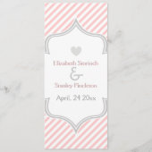 ピンク、白、グレーのストライプ結婚披露宴 プログラム (正面)