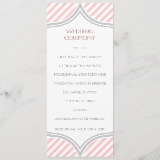 ピンク、白、グレーのストライプ結婚披露宴 プログラム (裏面)