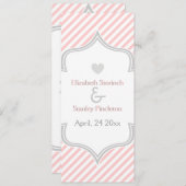 ピンク、白、グレーのストライプ結婚披露宴 プログラム (正面/裏面)