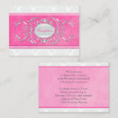 ピンク、白、グレーのダマスクのエンクロージャカード エンクロージャーカード (正面/裏面)