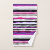 ピンク、白、グレーの抽象芸術ストライプ バスタオルセット (ハンドタオル)