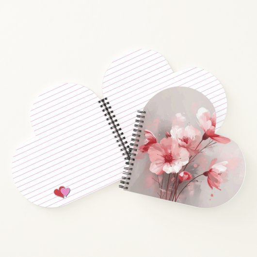 ピンク、白、グレーの花柄 ノートブック (内部)
