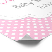 ピンク、白、グレーの象の赤ちゃんシャワーへようこそ ポスター (角)