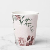 ピンク、白、シナモンローズの花とグリーンがパーティを彩る 紙コップ (裏面)