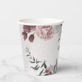 ピンク、白、シナモンローズの花とグリーンがパーティを彩る 紙コップ (正面)