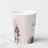 ピンク、白、シナモンローズの花とグリーンがパーティを彩る 紙コップ (右)