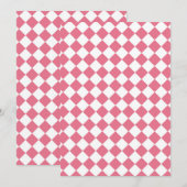 ピンク 白 ダイヤモンド チェック柄 招待状 (正面/裏面)
