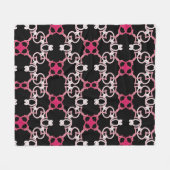 ピンク、白、紫の幾何学的パターン。 フリースブランケット (正面(横))