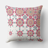 ピンク、白、紫の水彩フローラデザイン クッション (裏面)