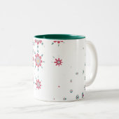 ピンク、白、紫の水彩フローラデザイン ツートーンマグカップ (正面右)