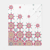 ピンク、白、紫の水彩フローラデザイン フリースブランケット (正面)