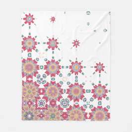 ピンク、白、紫の水彩フローラデザイン フリースブランケット