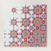 ピンク、白、紫の水色フローラ ジグソーパズル (横)