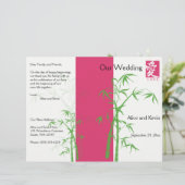 ピンク、白、緑の竹結婚式 プログラム (スタンド正面)