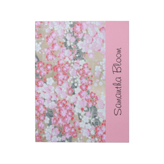 ピンク、白、赤の花 ノートパッド (回転)