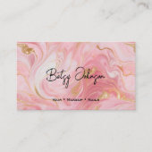 ピンク、白、金ゴールドのマーリングされた名刺 名刺 (正面)