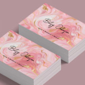 ピンク、白、金ゴールドのマーリングされた名刺 名刺