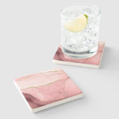 ピンク、白、金ゴールドフェイク瑪瑙 ストーンコースター (横)