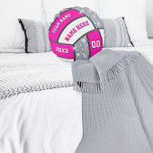 ピンク、白、銀バレーボールパーソナライズされた枕 ラウンドクッション