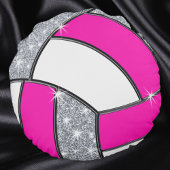 ピンク、白、銀バレーボールパーソナライズされた枕 ラウンドクッション