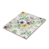 ピンク、白、黄のアネモネ。 タイル (側面)