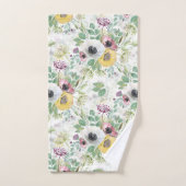 ピンク、白、黄色のアネモネ。 バスタオルセット (ハンドタオル)