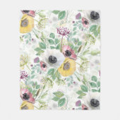 ピンク、白、黄色のアネモネ。 フリースブランケット (正面)