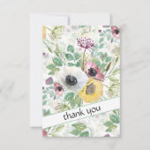 ピンク、白、黄色のハナビジン。 サンキューカード (正面)