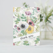 ピンク、白、黄色のハナビジン。 サンキューカード (スタンド正面)